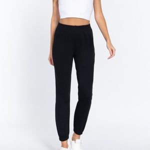Jogger Pants Long Inner Fleece Black No Pockets Lounge Sweatpants